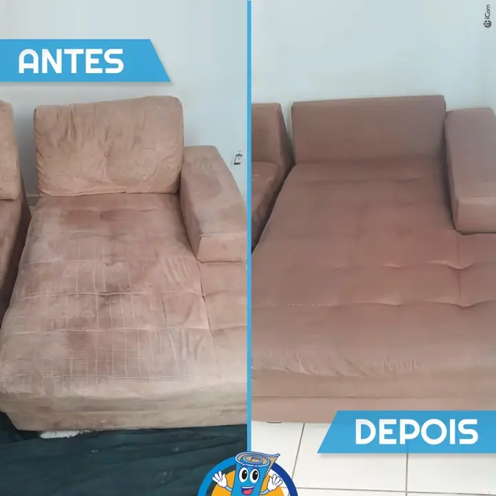 Antes e depois real 5 de sofá higienizado pela Sinlave
