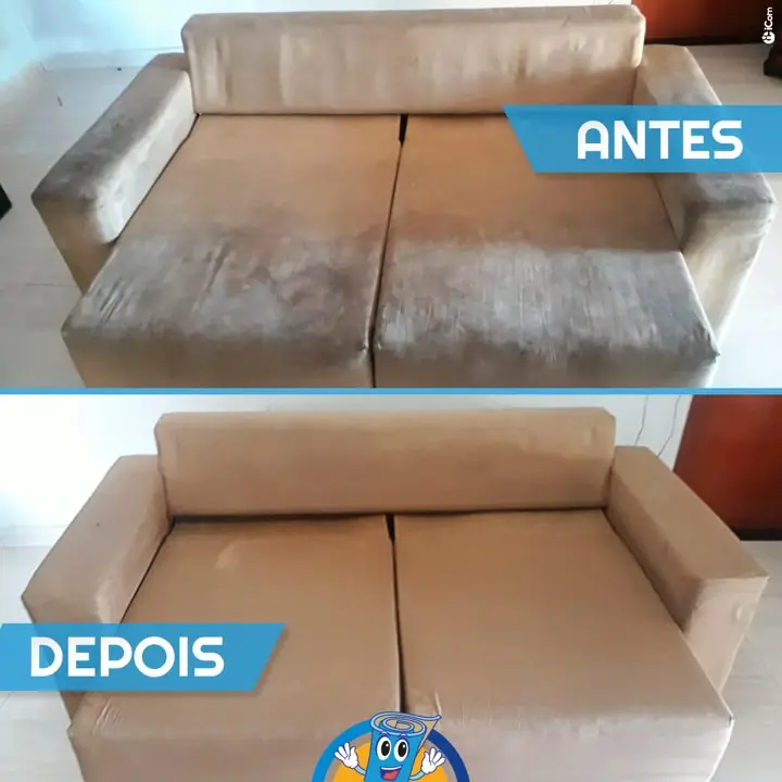 Antes e depois real 4 de sofá higienizado pela Sinlave
